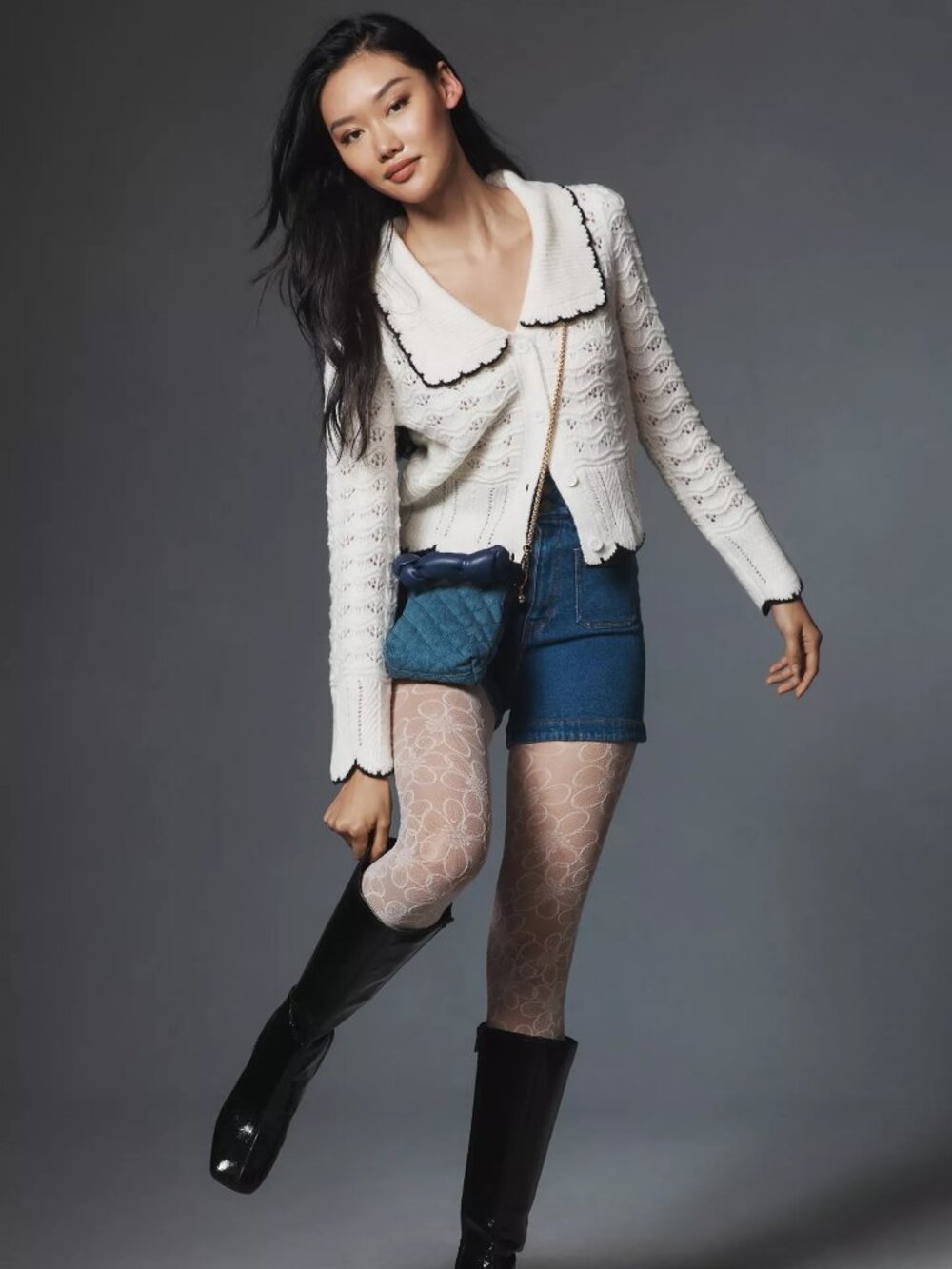 By Anthropologie Collared Pointelle Cardigan Sweater